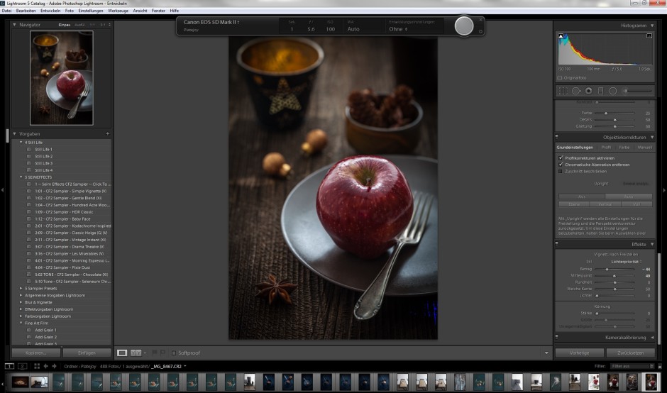 Tethered Shooting Aufnahme mit Lightroom