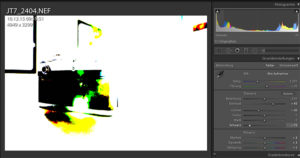 Lightroom: Ansicht des Bildes mit Alt-Taste und Tiefen-Regler